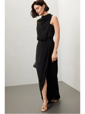 Women's Black Halo Black Floella Gown Size 0